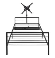 Letto Singolo con Supporto Monitor; LED Regolabili; Cestino e struttura in Ferro Nero
