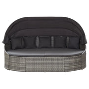 Lettino Prendisole con Baldacchino in Polyrattan Grigio 46093