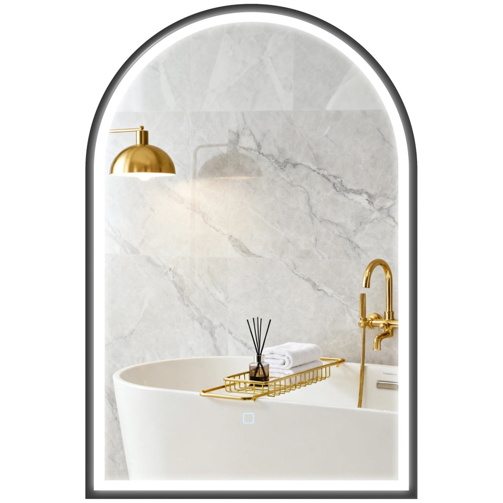 Specchio da Bagno con Luce LED ¨C Xylo ¨C 60x90 cm Nero Archeato Antivaho