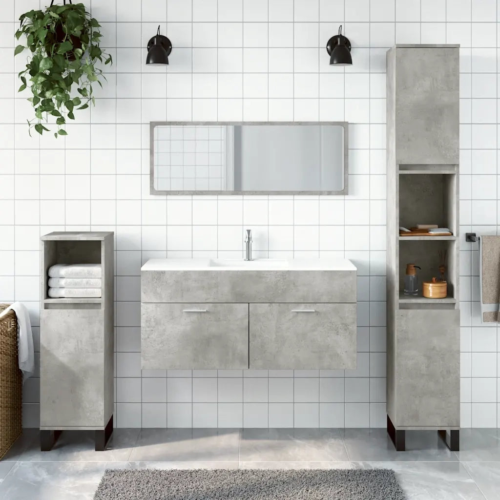Mobile da Bagno con Specchio-Armadietto a Specchio da Bagno Grigio Cemento Legno Multistrato 169809