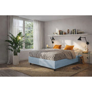Letto imbottito Matrimoniale 180x200 cm BoxMax - Contenitore,Microfibra,Azzurro