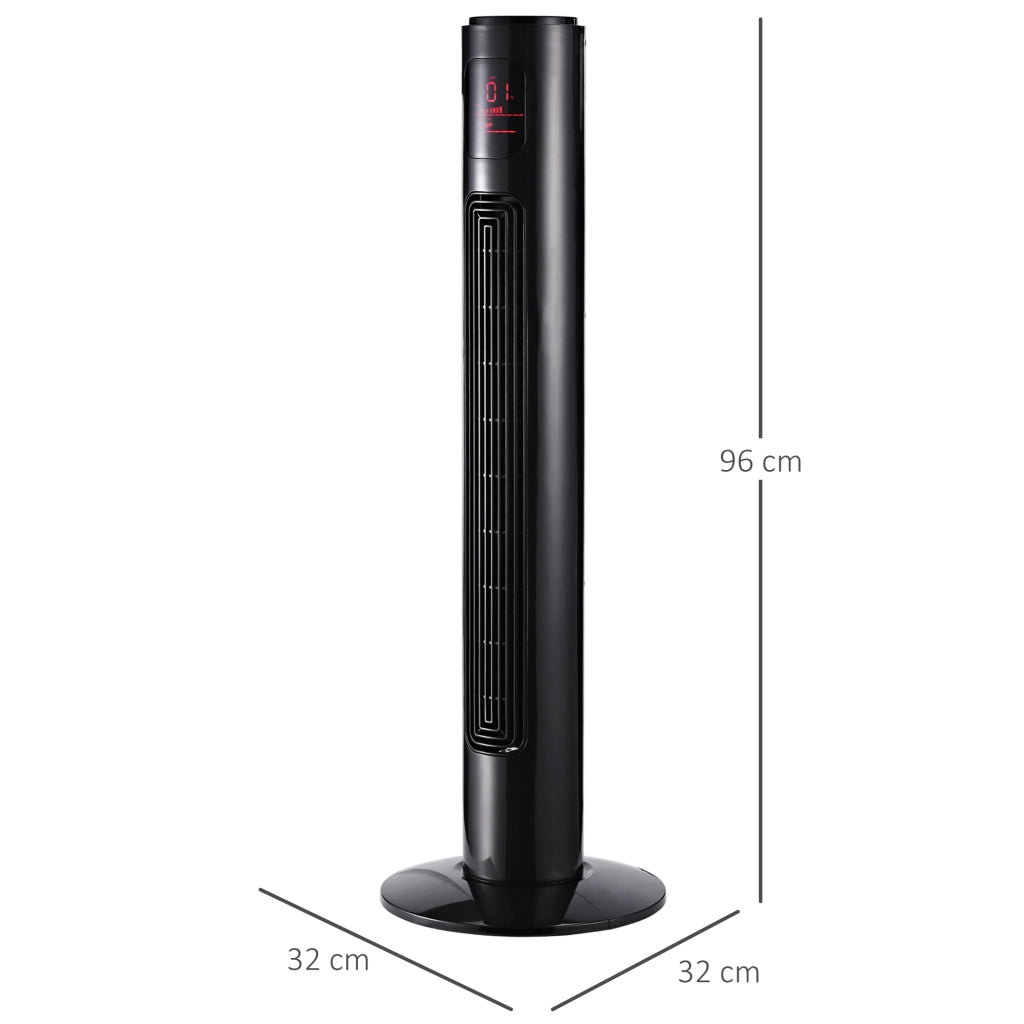 Ventilatore a Torre Oscillante con Telecomando ¨C zephmum ¨C Nero 32x32x96 cm