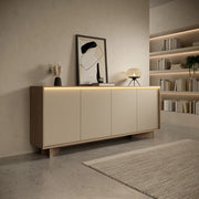 Madia Hataga, Credenza 4 Ripiani, 204x40x84h cm Marrone Rovere