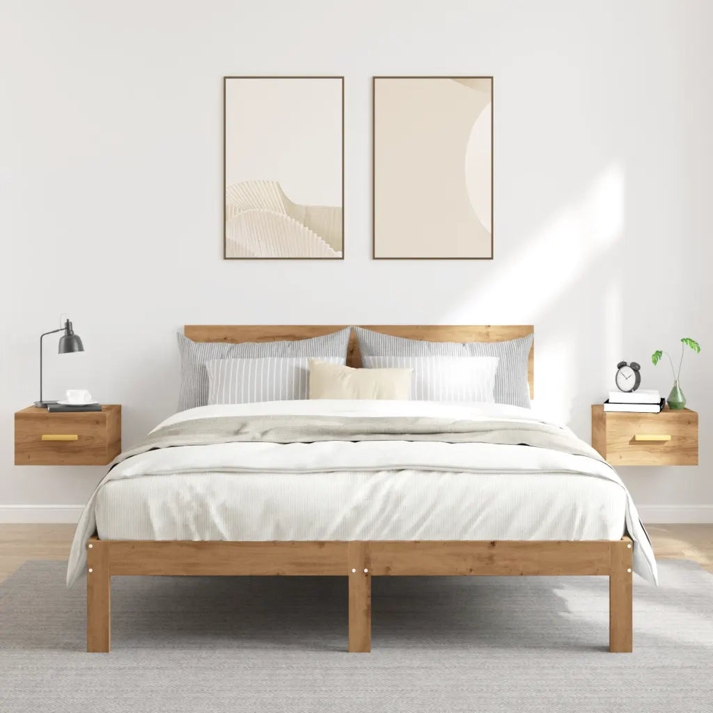 vidaXL Comodini a Muro 2 pz Rovere Artigianale 35x35x20 cm