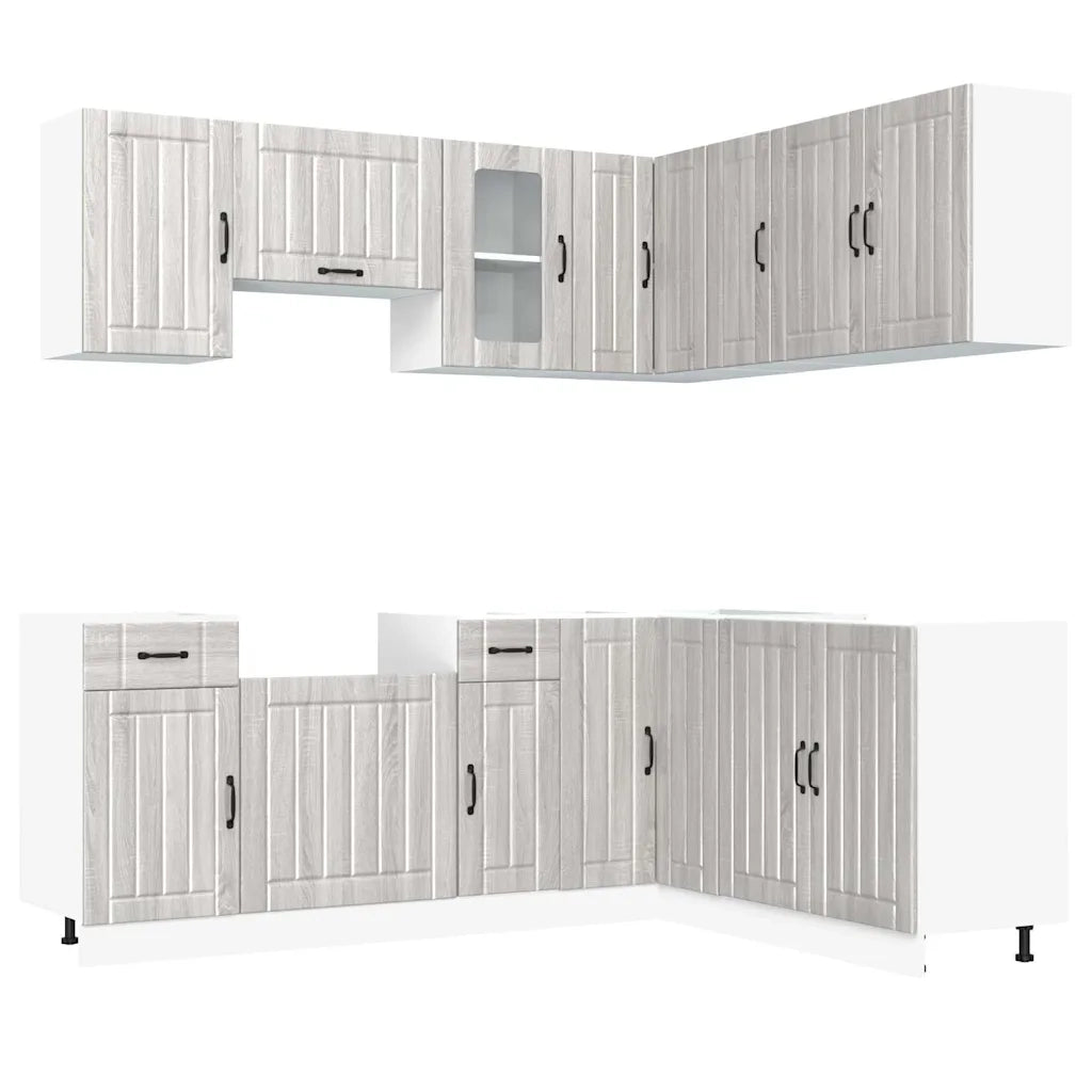 vidaXL Set Mobili da Cucina 11 pz Kalmar Grigio Sonoma in Truciolato