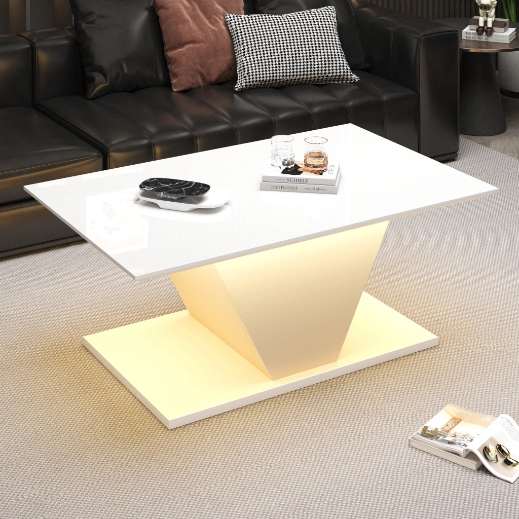 TAVOLINO DA CAFFÈ 100x50x46 cm Bianco in Truciolare con LED