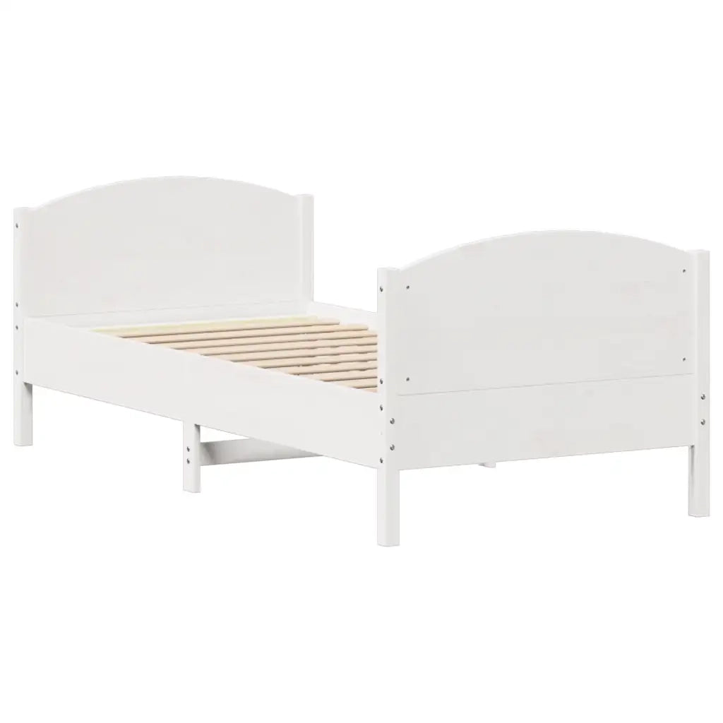 Giroletto senza Materasso-Struttura Letto Bianco 100x200 cm Legno Massello Pino 108521