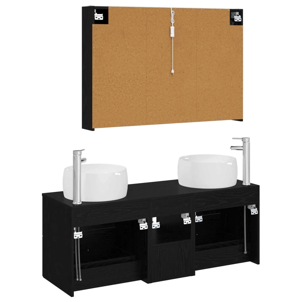 Set di mobili per il bagno 4 pcs Rovere Nero 3407024