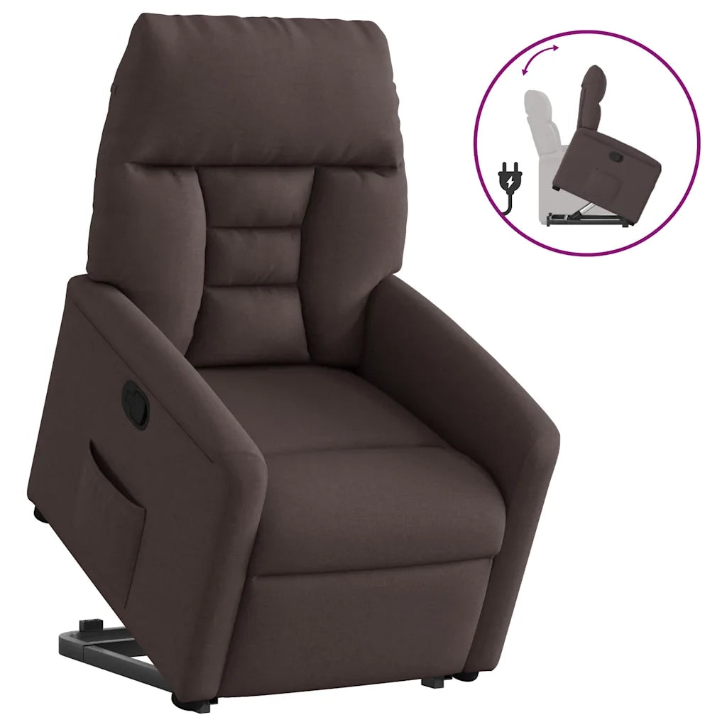 Poltrona Alzapersona Reclinabile Marrone Scuro in Tessuto 3303037