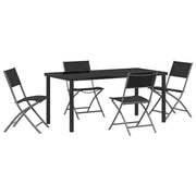 Set da Pranzo per Giardino 5 pz | Set Salotto da Giardino Nero