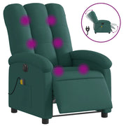 Poltrona Massaggiante | Sedia Relax Reclinabile Elettrica Verde Scuro Tessuto