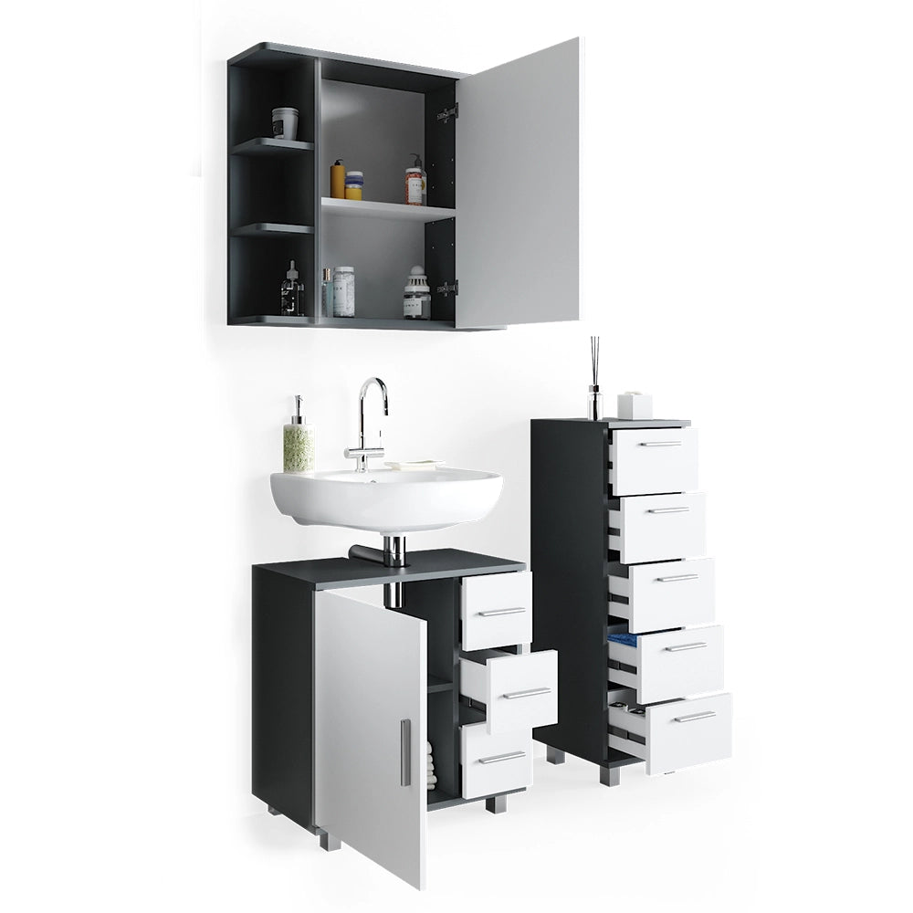 Vicco Set mobili bagno Antracite 3 parti