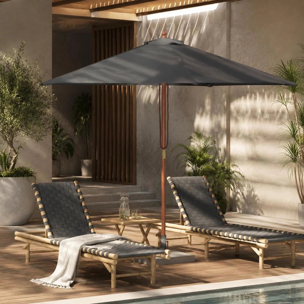 Parasol With Wooden Pole 150x200 Cm Anthracite