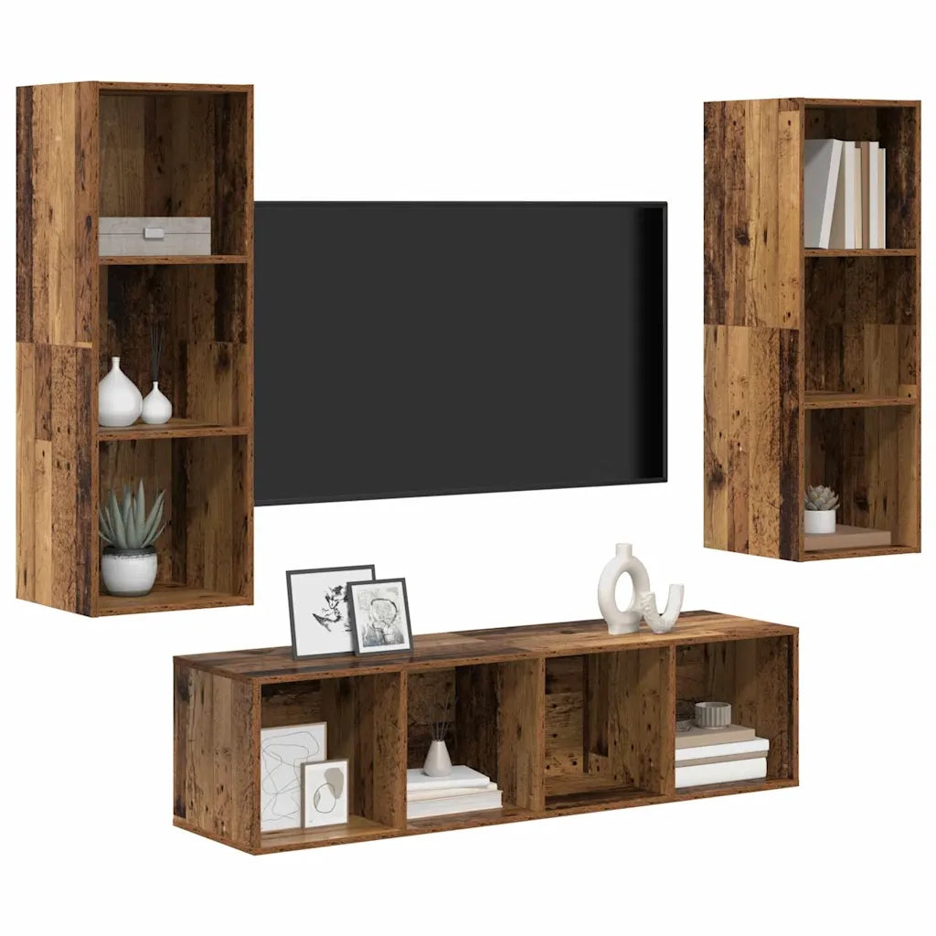 Set mobile TV 3 pcs Legno vecchio Legno multistrato 3393129