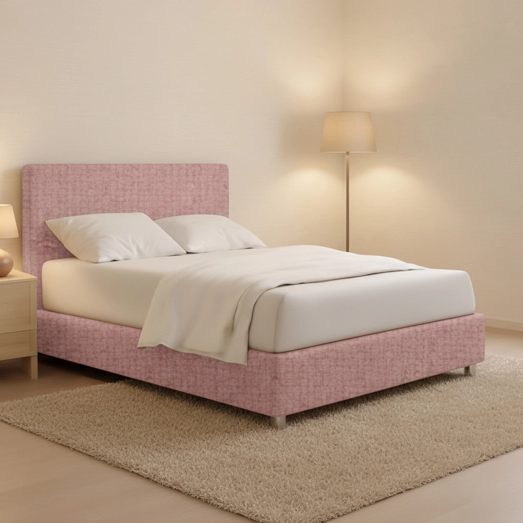 Harlow, Letto Piazza e Mezza Sfoderabile Made in Italy, Rosa