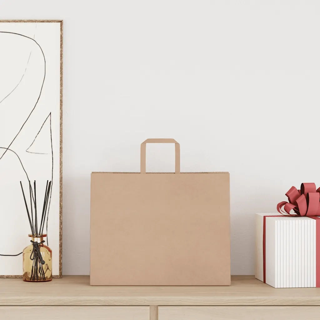 vidaXL Sacchetti di Carta 250 pz con Manici Marrone 32x22x24 cm