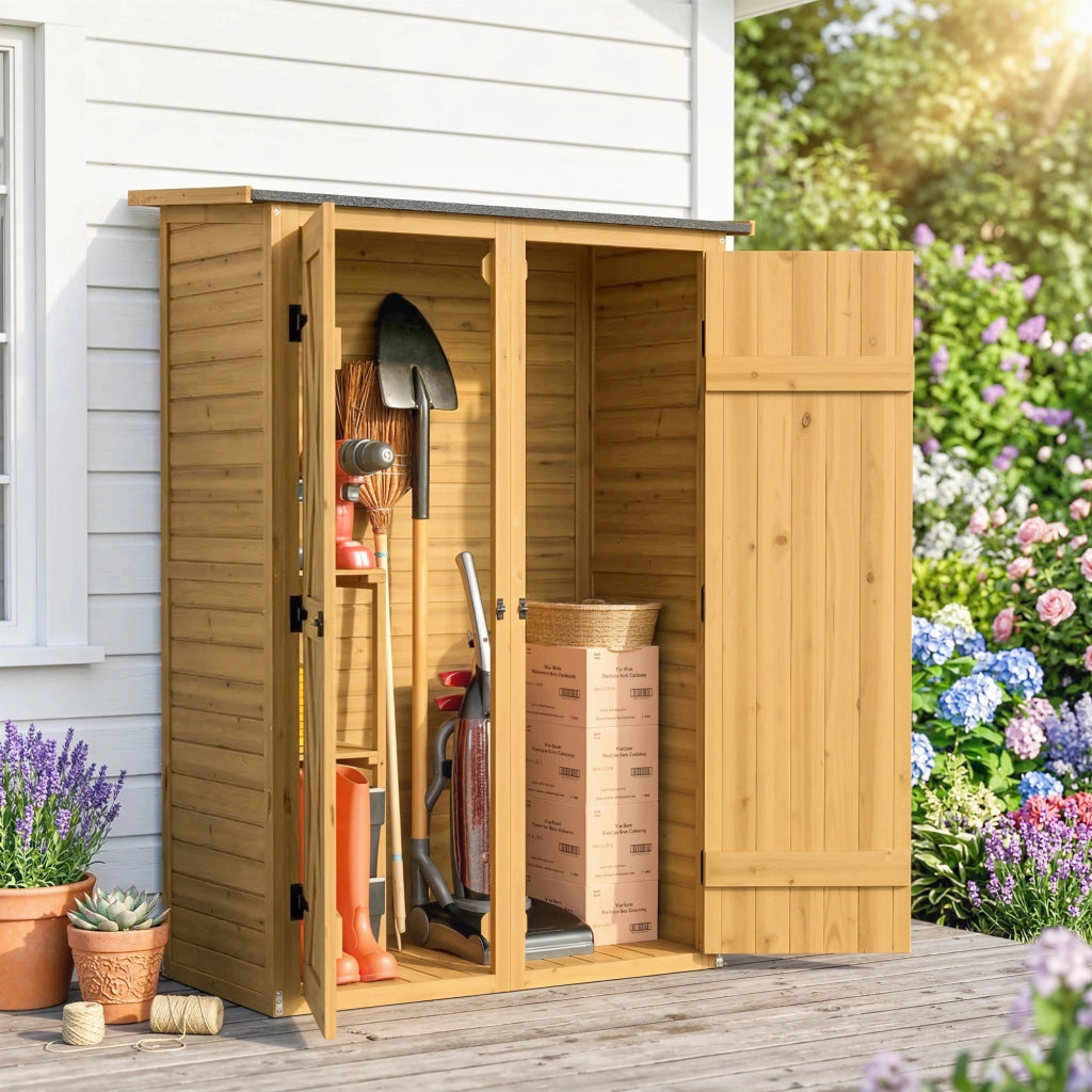 Cabana da Giardino in Legno con 2 Ripiani ¨C Zephmum ¨C Marrone