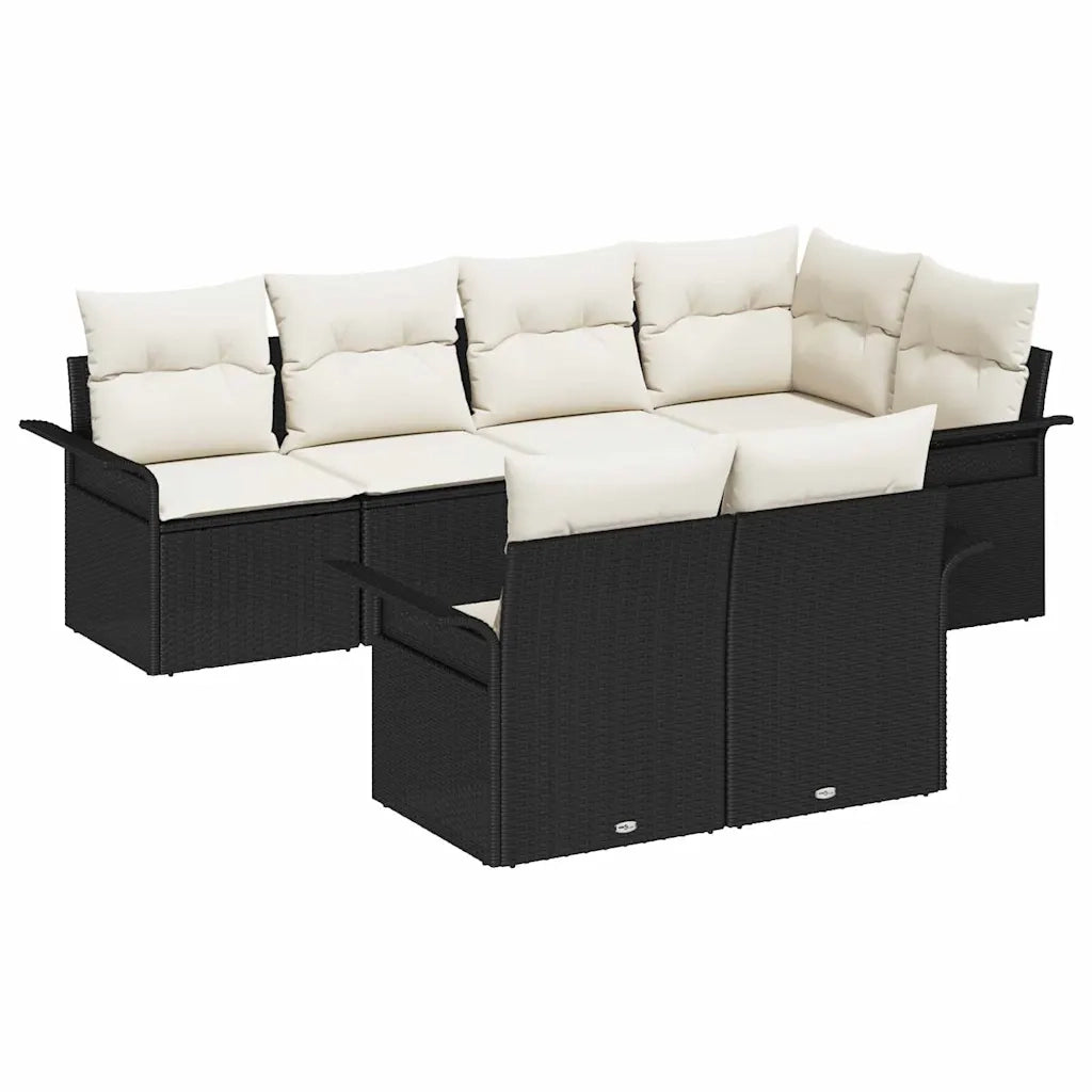 Set Divano da Giardino con cuscino 7 pcs Nero Poly Rattan 3354066
