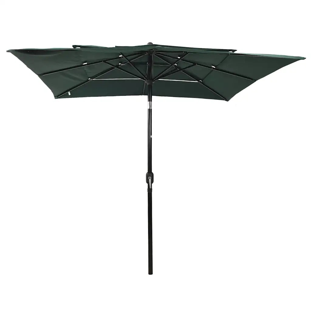 Ombrello | Parasolne a 3 Livelli con Palo in Alluminio Verde 2,5x2,5 m