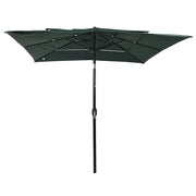 Ombrello | Parasolne a 3 Livelli con Palo in Alluminio Verde 2,5x2,5 m