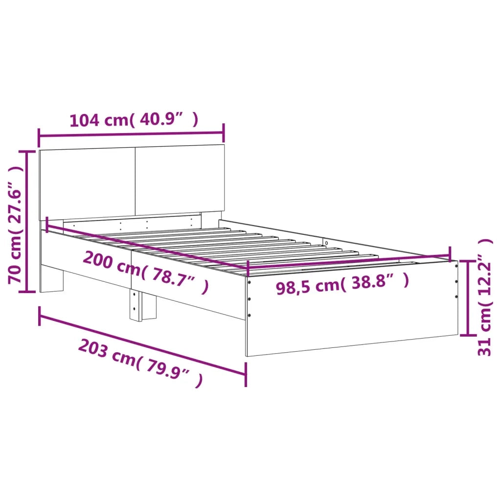 Giroletto con Testiera Bianco 100x200 cm in Legno Multistrato 838617