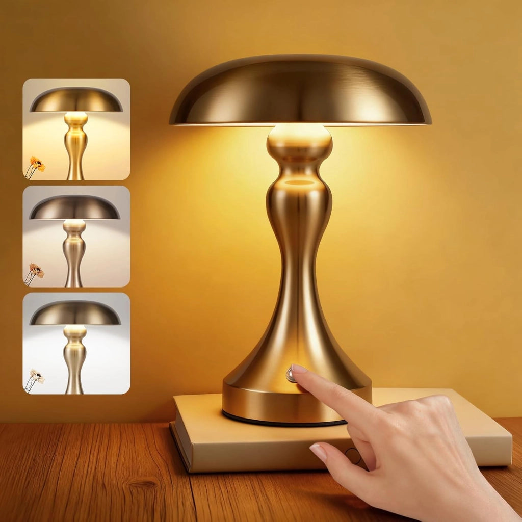 ZMH Lampada da tavolo wireless bronzo dorato touch batteria USB ricaricabile per comodino soggiorno
