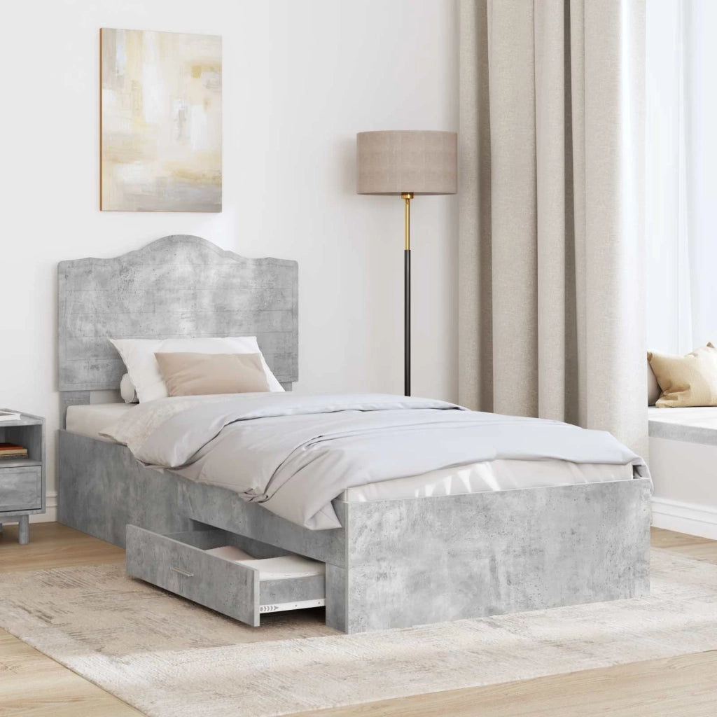 Struttura del letto con testiera-Giroletto con Testiera Grigio cemento 90 x 190 cm 782657