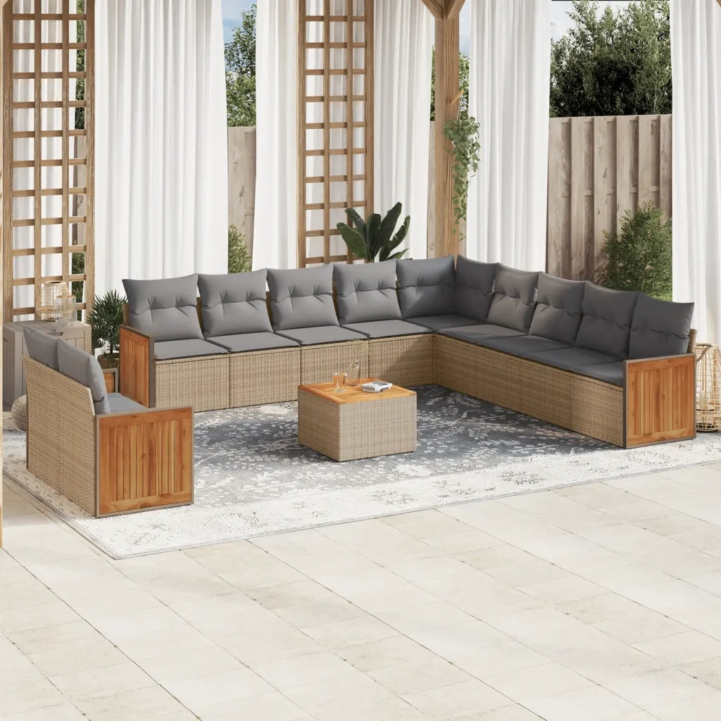 Set Divani da Giardino 12 pz con Cuscini Beige in Polyrattancod mxl 112838