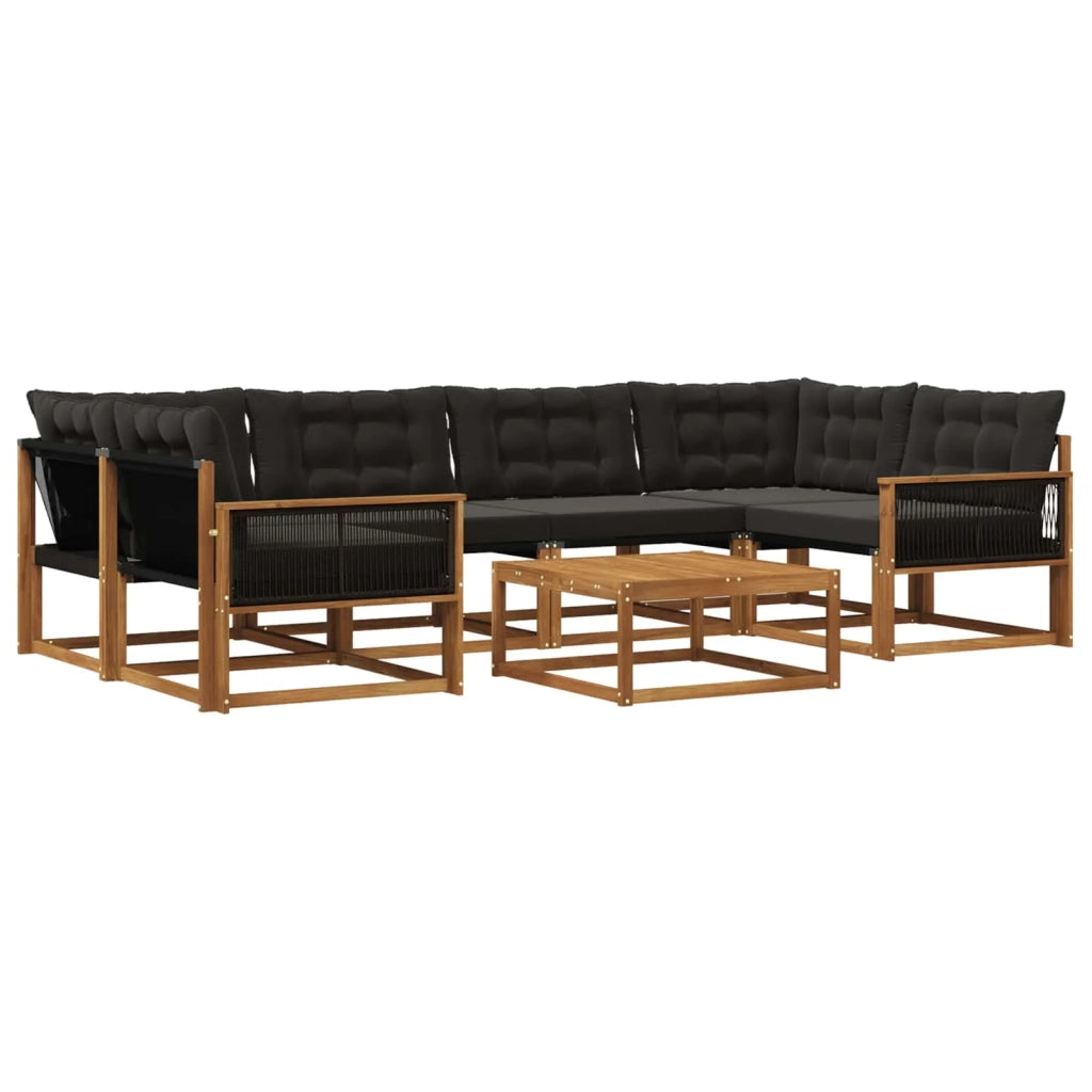Set di divani da esterno con cuscino 7 pcs Naturale e Nero 3381280