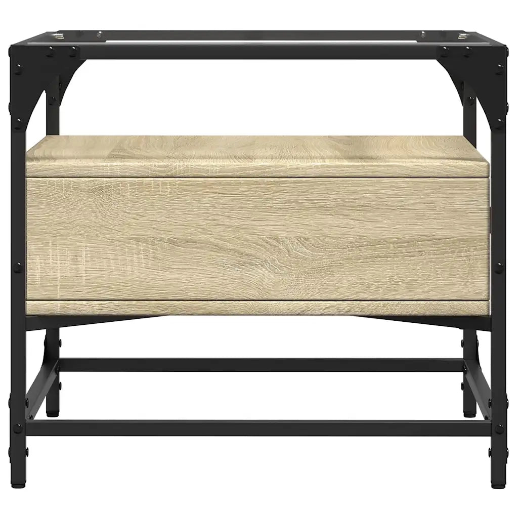 Tavolino con Piano in Vetro Rovere Sonoma 50x50x45 cm Acciaio 846050