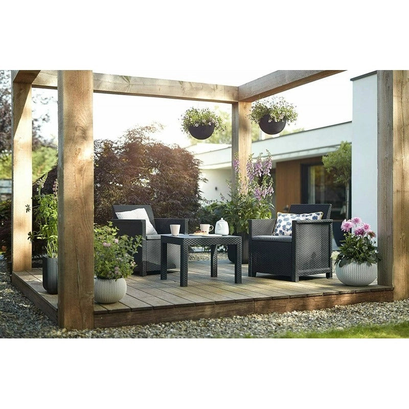 Keter Set 2 Poltrone + Tavolino Aperto EMMA BALCONY Grafite