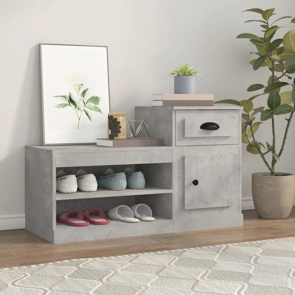 Scarpiera-Scaffale per scarpe Grigio Cemento 100x42x60 cm in Legno Multistrato