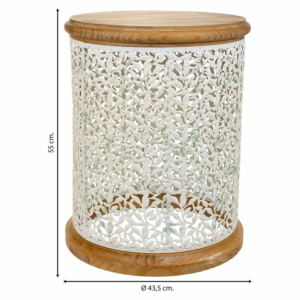 Tavolino in legno bianco e metallo 43,5x43,5x55h
