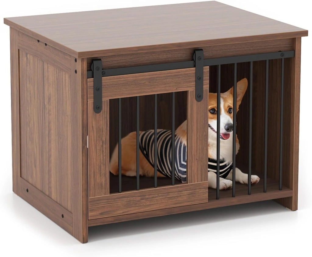 Cuccia per Cani da Esterno ed Interno, Gabbia in Legno con Ampio Piano Superiore, Porta Scorrevole, Tubi in Metallo Resistenti alla Masticazione, Casetta per Cani Piccoli e Medie (Bianco)