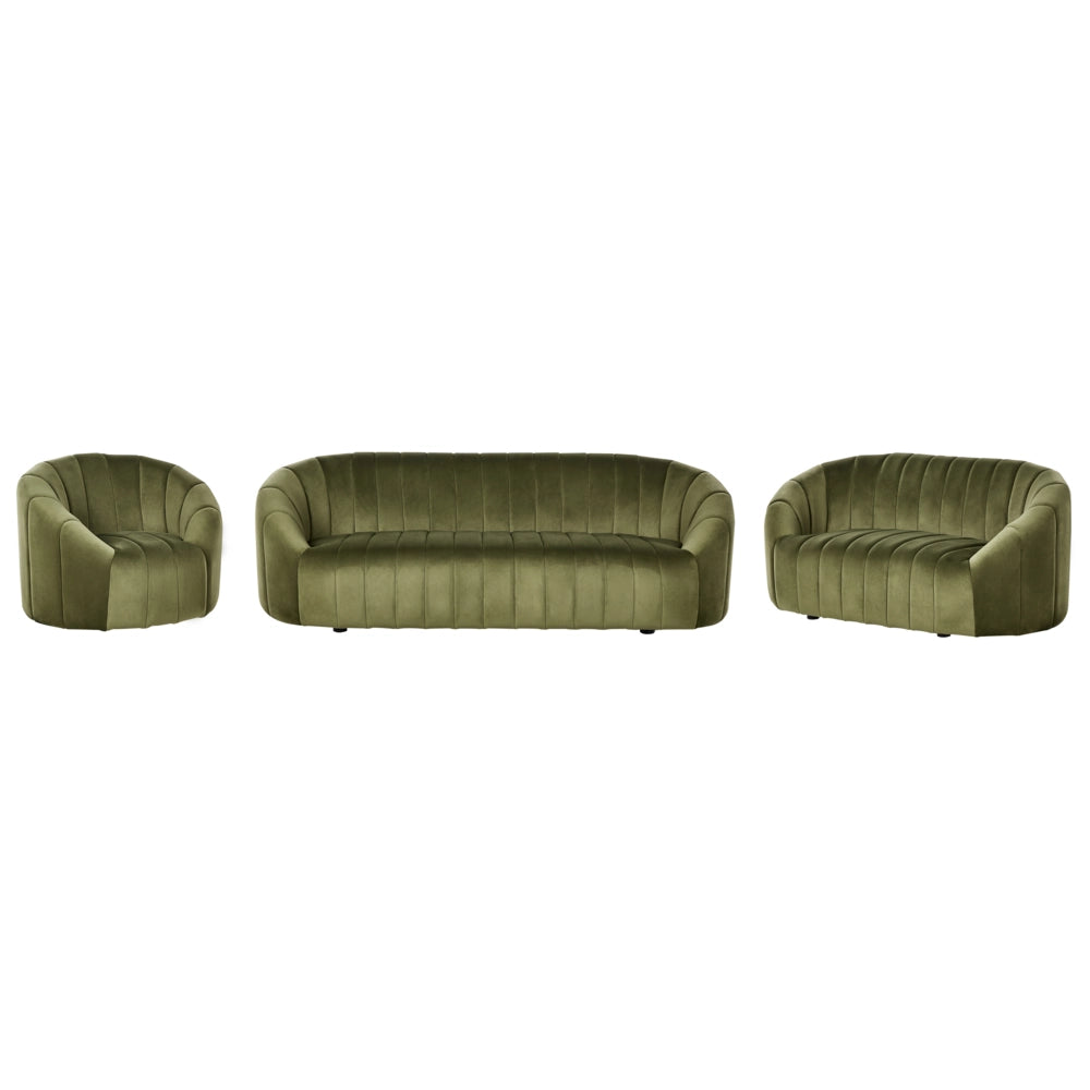 Set di divani a 6 posti in velluto verde scuro Soggiorno contemporaneo Design retrò Seduta imbottita Schienale basso