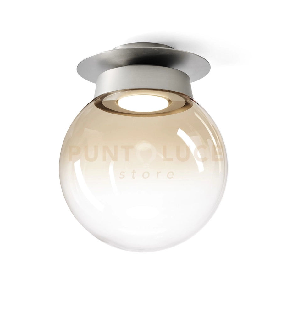 JOTTO LAMPADA DA SOFFITTO IN METALLO COLORE ALLUMINIO VETRO SFUMATO AMBRA DA 25CM 1 LUCE ATTACCO GX53