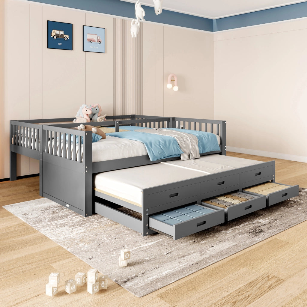Letto a castello funzione estrabile in pino e mdf 90x200 cm