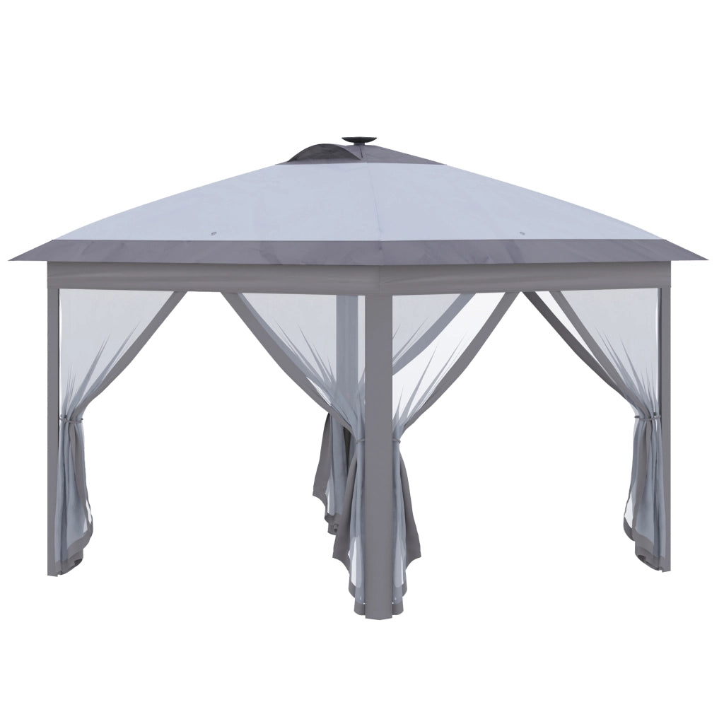 Gazebo pieghevole 3.3x3.3m con LED e tende ¨C zephmum ¨C grigio