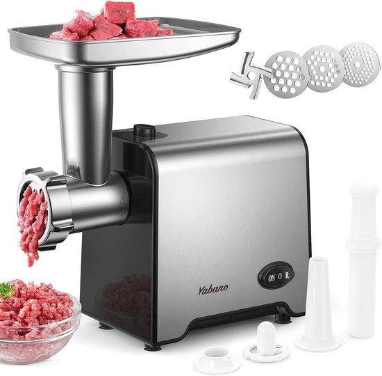 Molinello elettrico con accessorio per carne e 3 lame in acciaio inox