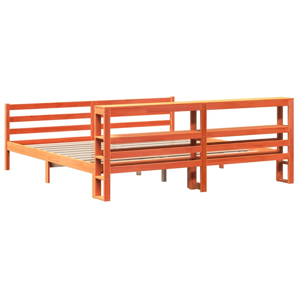 Letto senza Materasso Marrone Cera 200x200 cm in Legno di Pino