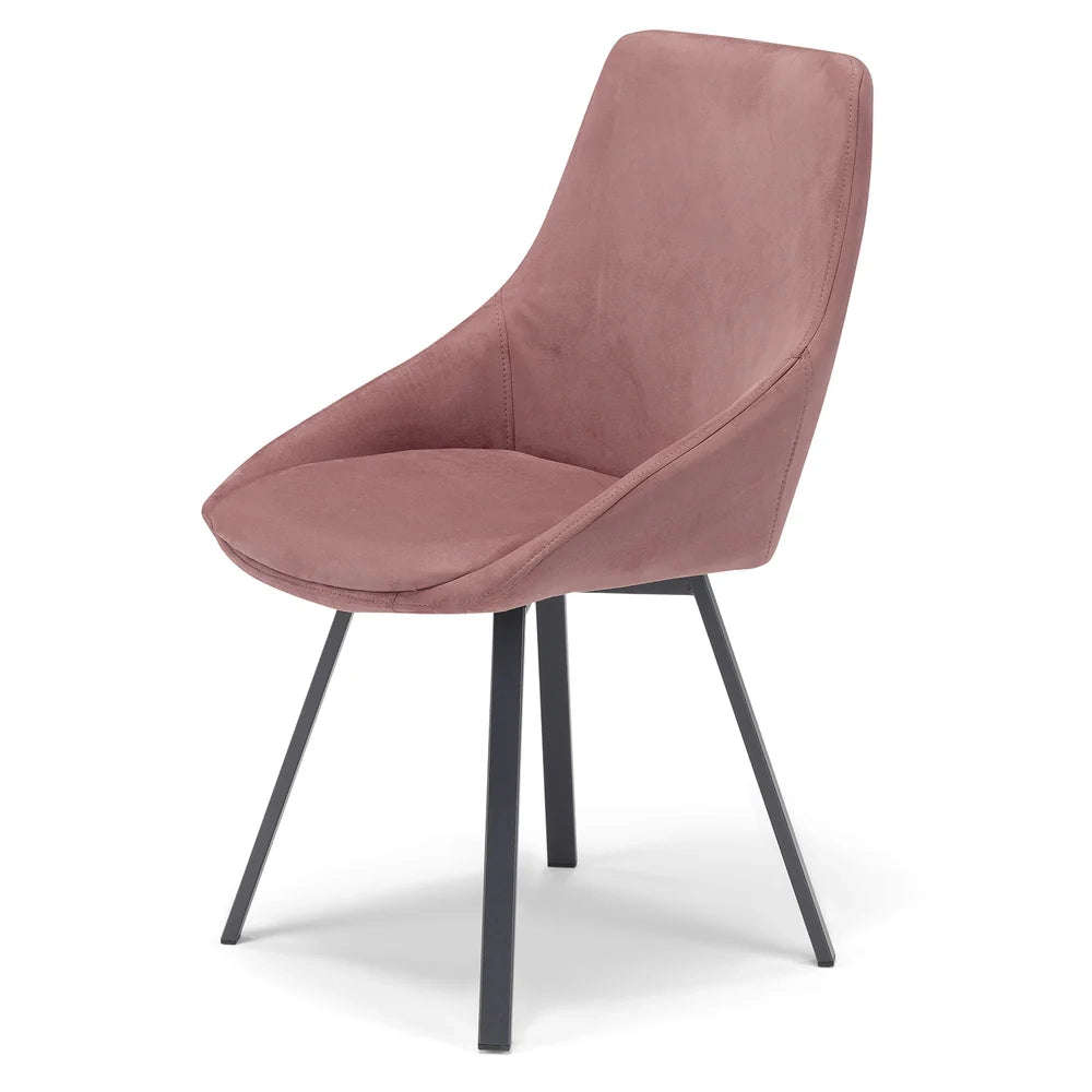 Set 2 sedie imbottita per sala da pranzo ASIA, design moderno, gambe in metallo finitura antracite, rivestimento in tessuto idrorepellente effetto scamosciato colore Ambra