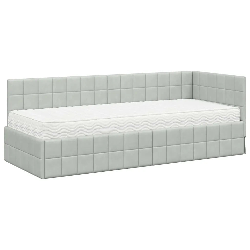Letto singolo | Letto per adulti | Struttura Letto Angolare con Materasso 2 pcs Grigio chiaro