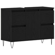 Mobile Lavabo | Armadio per Lavabo da Bagno Rovere Nero 80 x 33 x 60 cm