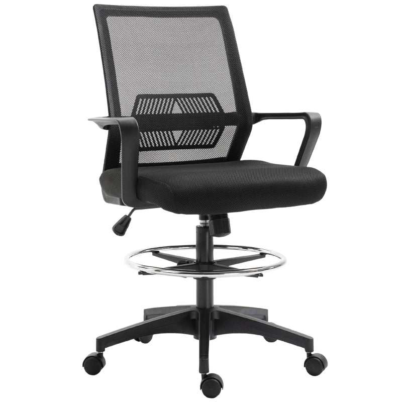 Sedia da ufficio ergonomica girevole con funzione basculante supporto lombare e poggiapiedi in plastica nera