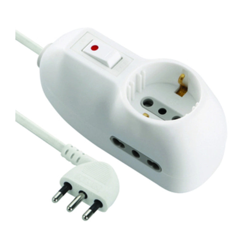 MULTIPRESA 2P BIP+1 SCHUKO 10A C/INT SICUR FIG.7- ELECTRALINE 3PMARK- 5,0 pz