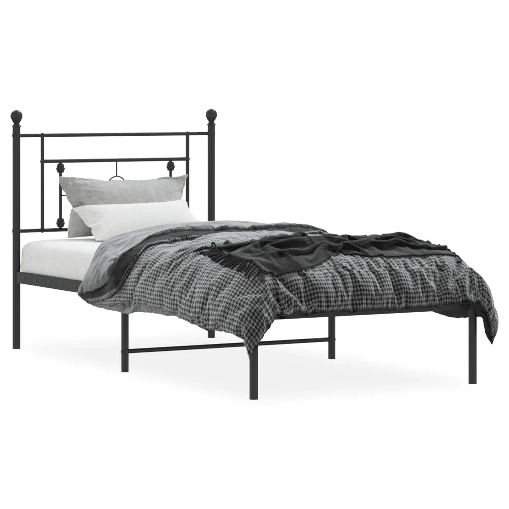 Giroletto con Testiera in Metallo Nero 90x200 cm 374332