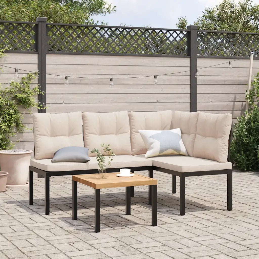 Panche Giardino con Cuscini 2pz Nere Acciaio Verniciato Polvere 4008563