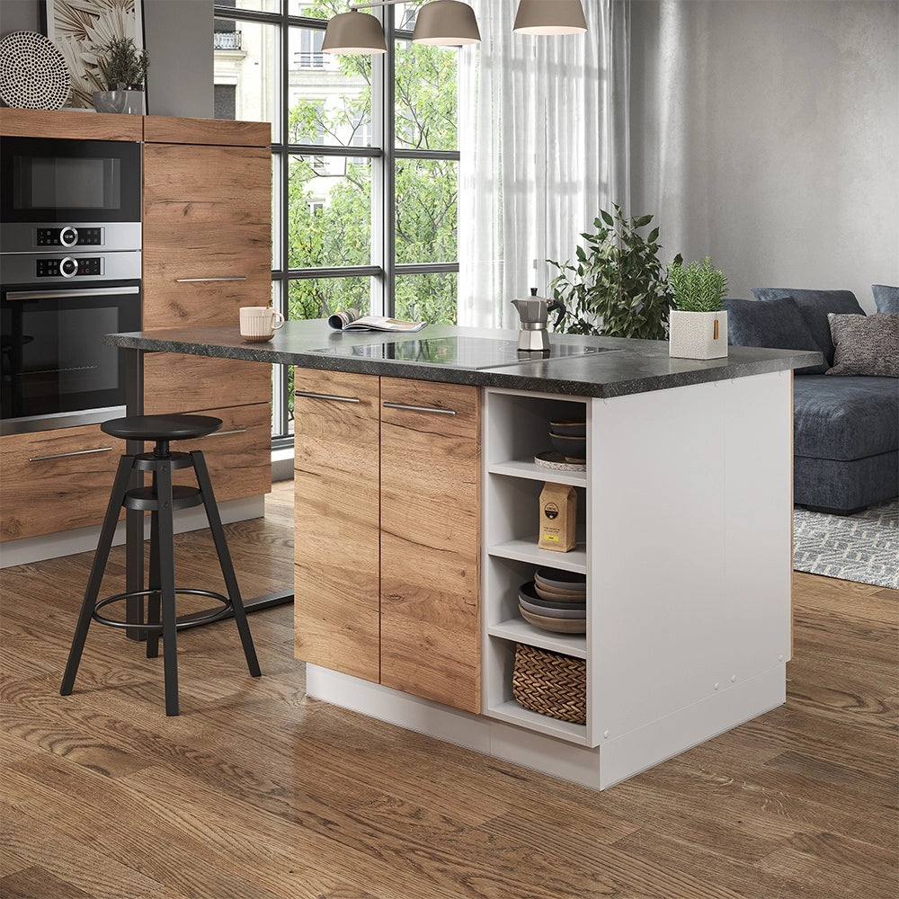 Isola cucina Fame-Line Rovere dorato/Bianco 90 cm senza piano di lavoro Vicco