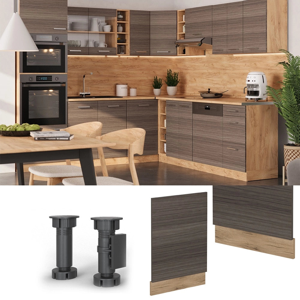 Pannello frontale R-Line Grigio nobile/Rovere dorato 45 cm senza piano di lavoro Vicco