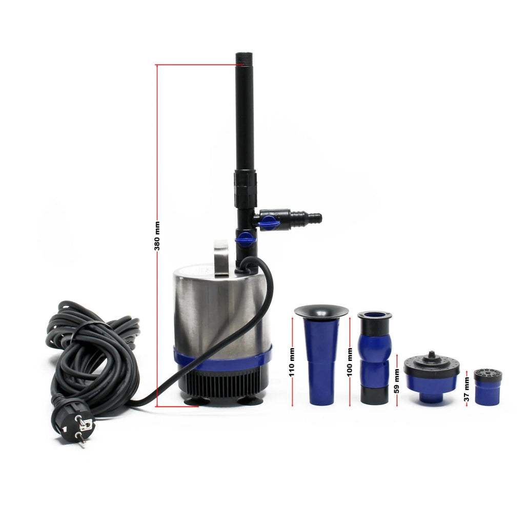 Pompa per fontana in acciaio inox da 50 watt 1750 litri all'ora con 3 accessori 16_0002898